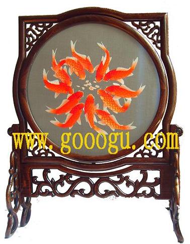 一團(tuán)紅魚雙面繡，十二紅魚蘇繡，蘇州刺繡工藝品