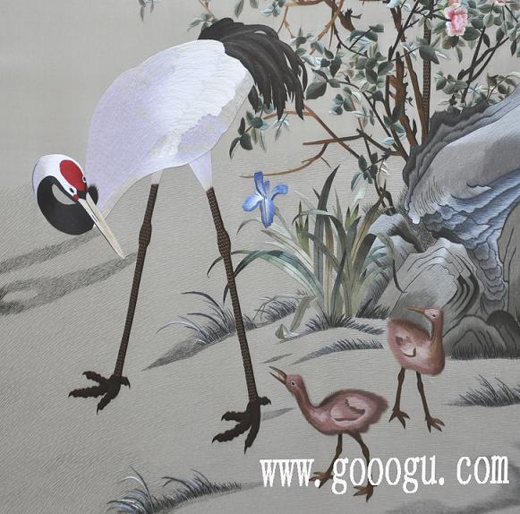 蘇繡精品《花蔭雙鶴圖》，中式裝飾壁畫(huà)，古典刺繡畫(huà)